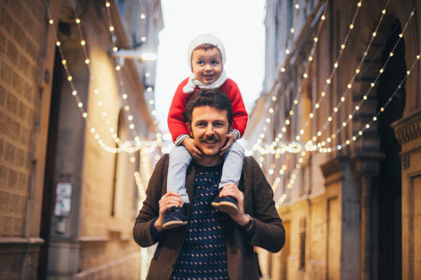 istock Father and son watching the Christmas lights 1041696648