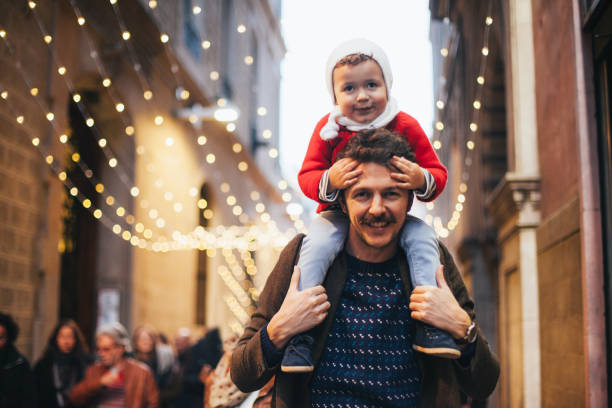 istock Father and son watching the Christmas lights 1041696658