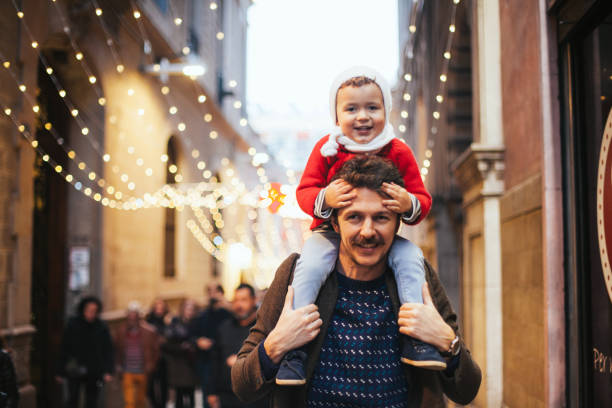 istock Father and son watching the Christmas lights 1041696678