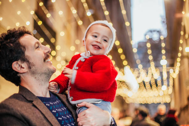 istock Father and son watching the Christmas lights 1041696726