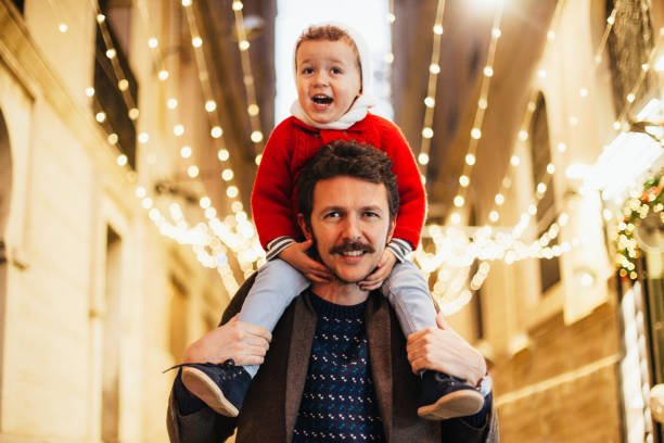 istock Father and son watching the Christmas lights 1041696776