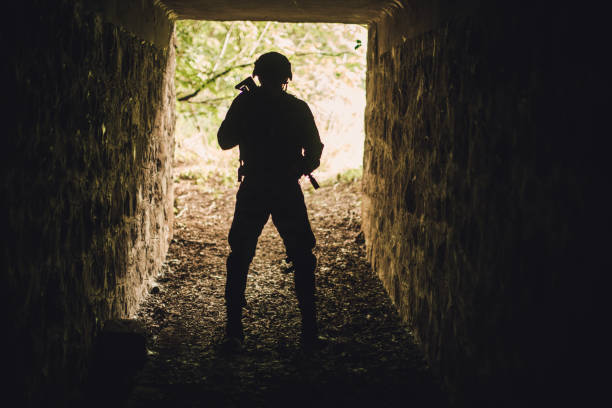 istock Soldier in abandoned tunnel 1041704828
