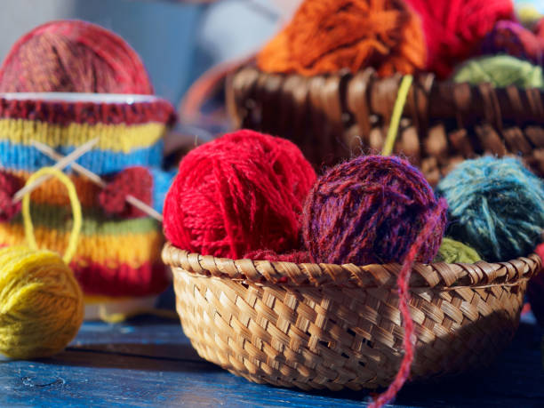 istock Colorful knitting and tea mug 1041708724