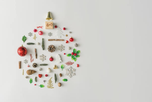 istock Christmas bauble decoration made of various winter and New Year objects. 1041708924