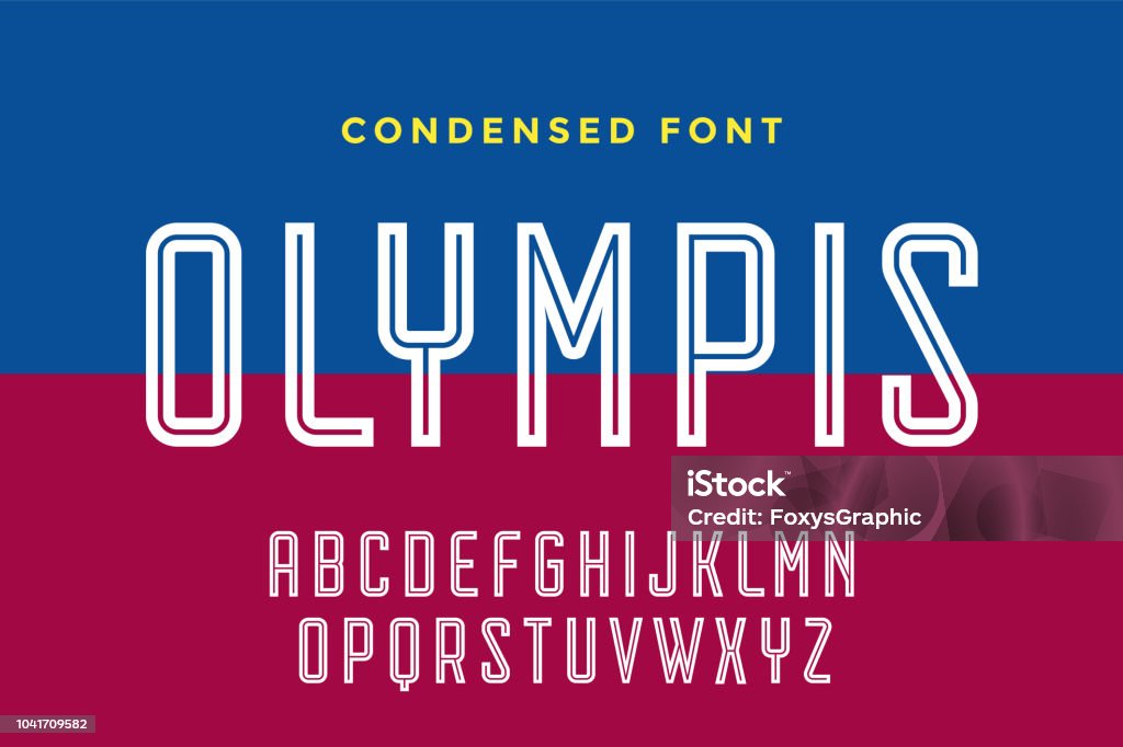 Line condensed alphabet and font. Condensed thin uppercase outline letters Line condensed alphabet and font. Condensed thin uppercase outline letters. Type, typography letter line latin font. Hand-drawn modern narrow line font for headline, caps letters. Vector Illustration Typescript stock vector