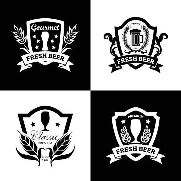 Vector illustration of Beer Vintage Brands and Badges