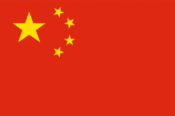 Vector illustration of China national flag. Official colors. Correct proportion. Vector