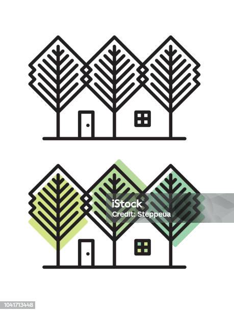 House And Trees Stock Illustration - Download Image Now - Logo, Tree, House