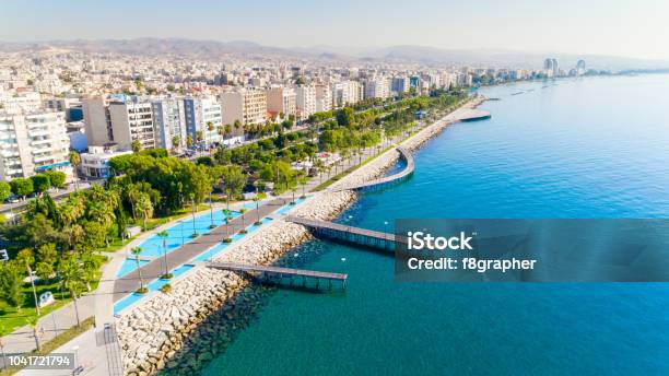 Aerial View Of Molos Limassol Cyprus Stock Photo - Download Image Now - Limassol, Republic Of Cyprus, Cyprus Island