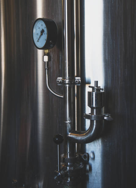 istock Stainless tank for fermentation in a beer brewery. 1041727164