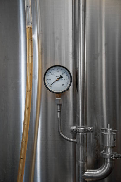 istock Stainless tank for fermentation in a beer brewery. 1041727214
