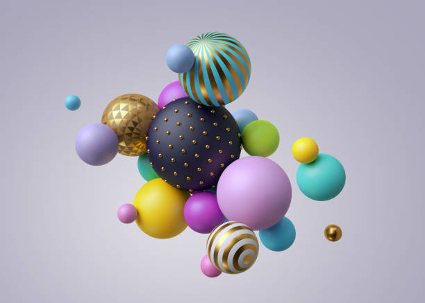 istock 3d render, abstract pastel balls, pink blue balloons, geometric background, multicolored primitive shapes, minimalistic design, pastel colors palette, party decoration, plastic toys, isolated elements 1041730732