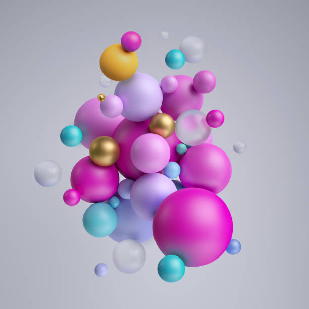 istock 3d render, abstract pink gold balls, pastel balloons, geometric background, multicolored primitive shapes, minimalistic design, pastel colors palette, party decoration, plastic toys, isolated elements 1041730784