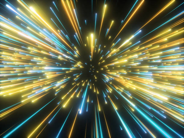istock 3d render, gold blue new year fireworks, abstract cosmic background, big bang, galaxy, falling stars, celestial, beauty of universe, speed of light, neon glow, cosmos, starlight, outer space 1041730964