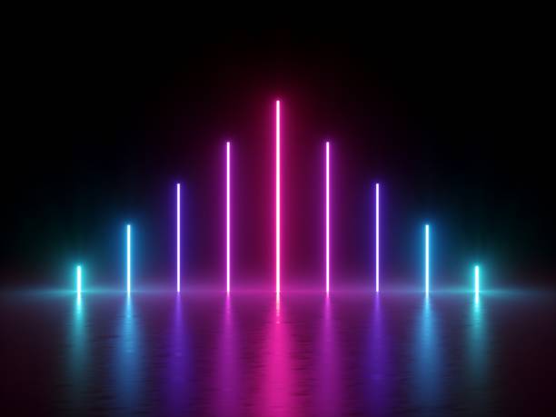 istock 3d render, abstract minimal background, glowing lines triangle, arrow, chart, pink neon lights, ultraviolet spectrum, virtual reality, laser show 1041731072