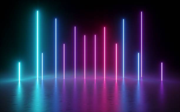 istock 3d render, glowing vertical lines, neon lights, abstract illuminated background, ultraviolet, spectrum vibrant colors, laser show 1041731178