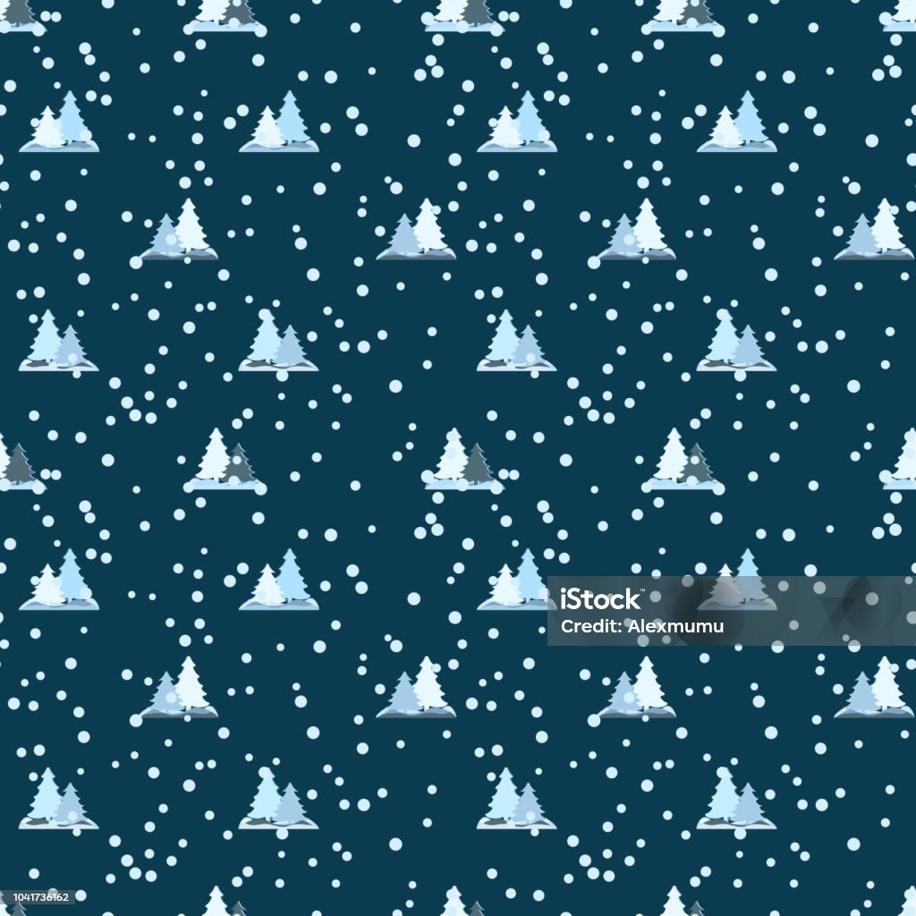 Snow Pattern Repeat Seamless Repeating Pattern Of Christmas Trees And Falling Snow Stock ...