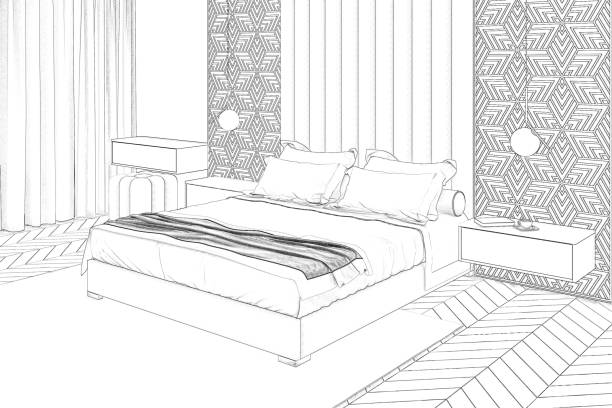 istock Sketch of modern bedroom interior 1041738504