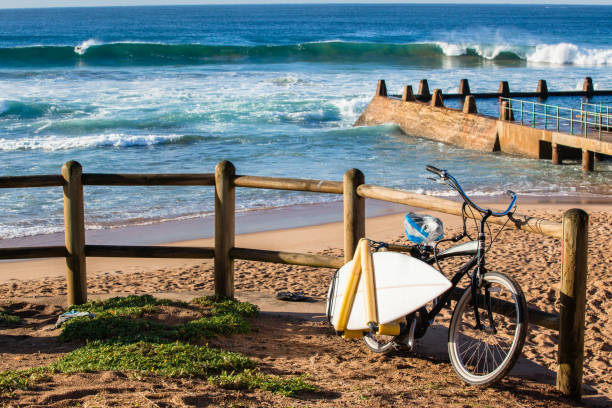istock Surfing Bicycle Board Beach Sea 1041739454