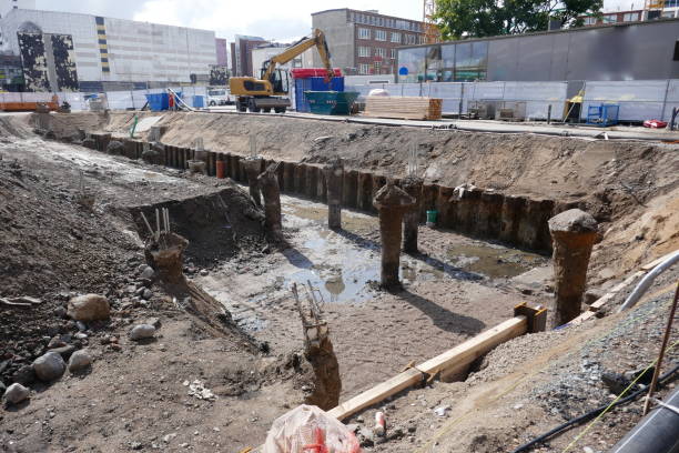 istock Drainage of a secured major construction site 1041739592