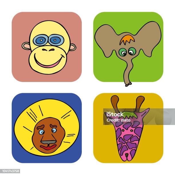 Set Of Doodle Funny And Cute Animals And Their Sounds Stock Illustration -  Download Image Now - iStock