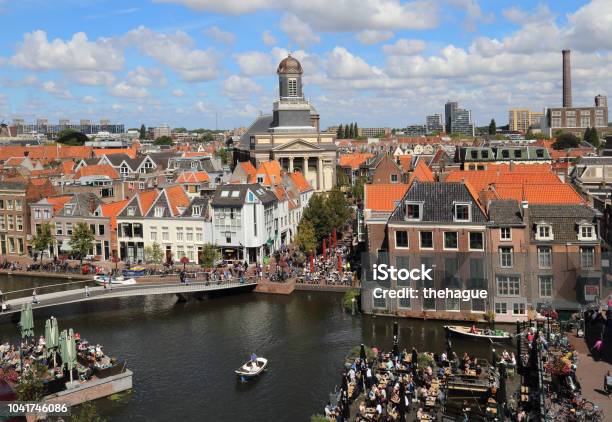 Cityscape Of Leiden In Holland Stock Photo - Download Image Now - Leiden, Aerial View, Bridge - Built Structure