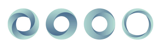 ilustrações, clipart, desenhos animados e ícones de conjunto de modelos de logotipos gradiente. - three dimensional shape computer icon blue three dimensional