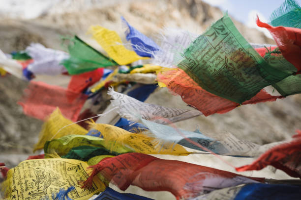 istock Buddhist prayer flags blowing in the wind 1041752318