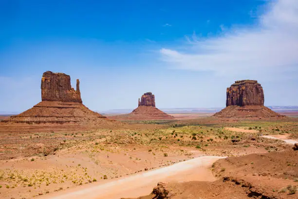 Mittens and Merrick Butte  are giant sandstone formation in the Monument valley