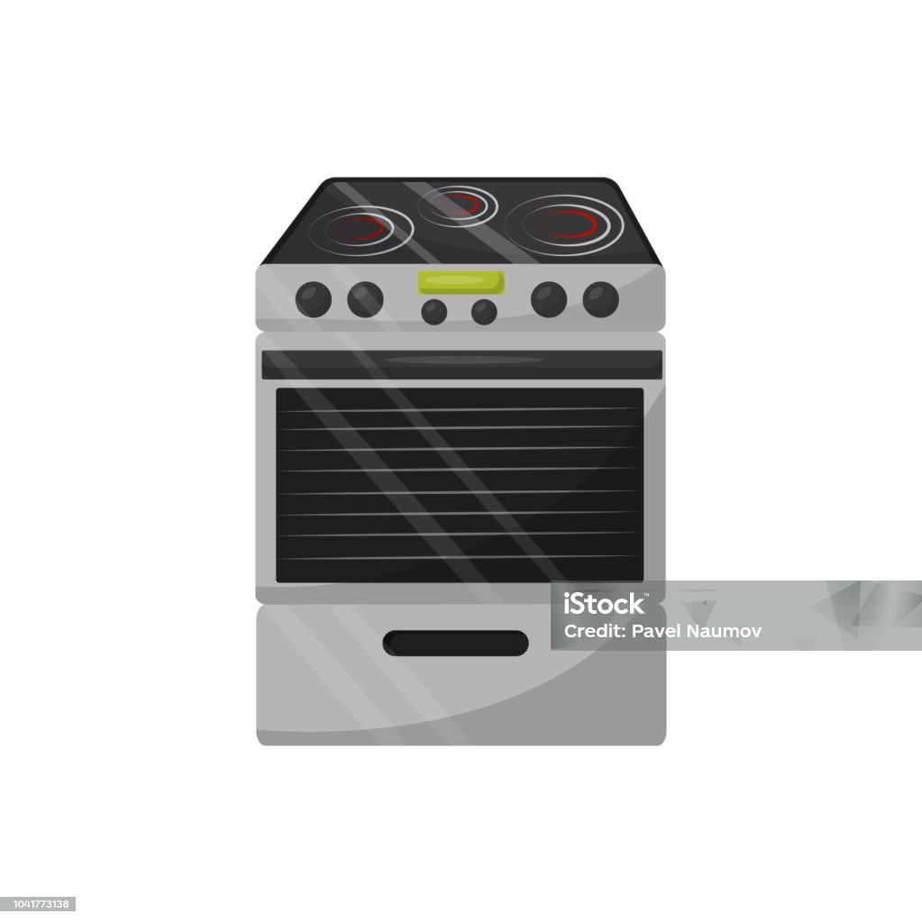 Modern Electric Stove With Oven Kitchen Appliance Flat Vector For
