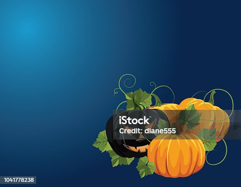 istock Fun Halloween Background With Pumpkins and Jack O' Lantern 1041778238