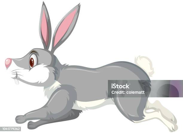 A Running Rabbit On White Background Stock Illustration - Download Image  Now - Animal, Art, Cartoon - iStock