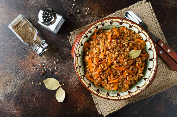 istock Buckwheat in a merchant manner (stewed with minced meat and vegetables) 1041782866