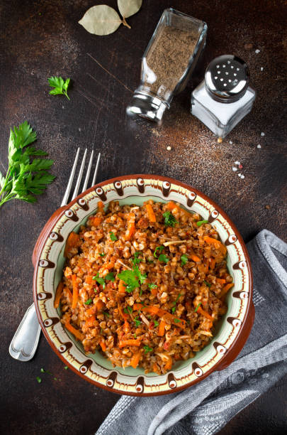 istock Buckwheat in a merchant manner (stewed with minced meat and vegetables) 1041782880