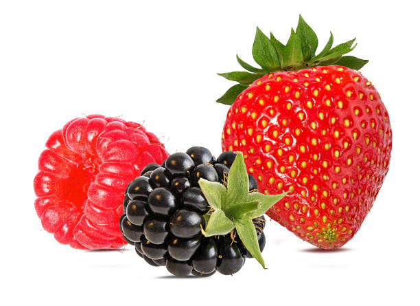istock Blackberry, strawberries and raspberry isolated on white 1041784484