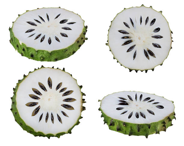 Annona muricata. Soursop fruit (Sugar Apple, custard apple) isolated on white Annona muricata.oursop fruit (Sugar Apple,ustard apple) isolated on white background annona muricata stock pictures, royalty-free photos & images