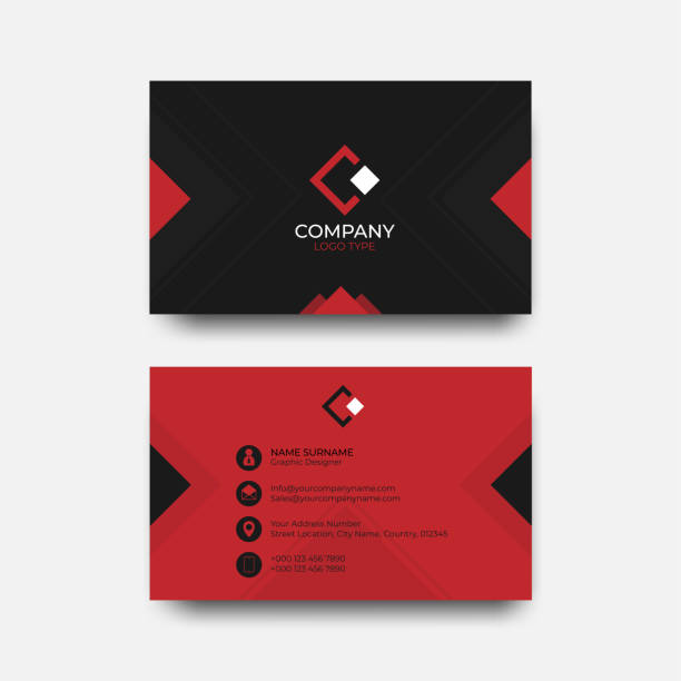istock Business card design for company. Red and black color in flat design vector 1041801430