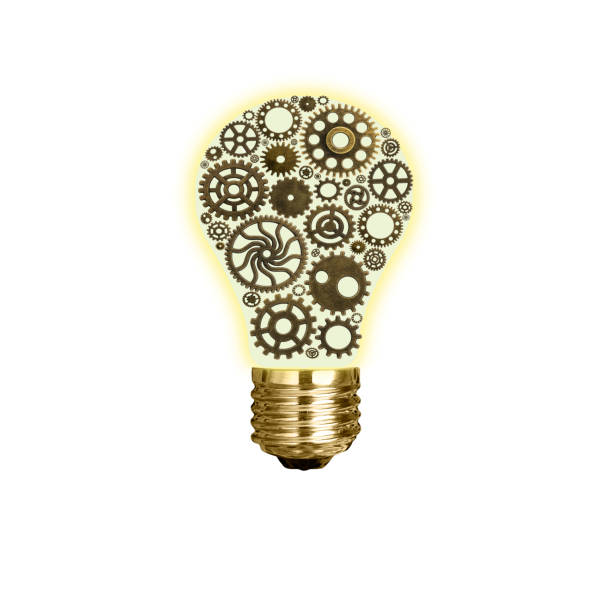 istock Innovation with ideas and concepts featuring a light bulb cogs working Business isolated 1041810680
