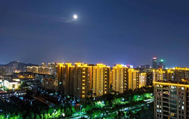 istock the light trails on the modern building background 1041811562