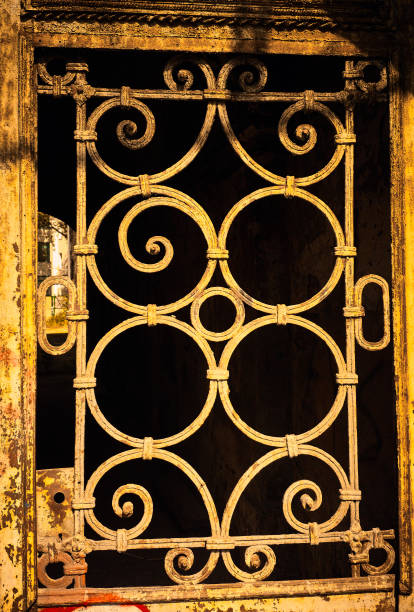 istock old metal forged decorative gate grille 1041814838