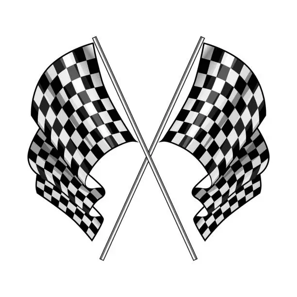 Vector illustration of Checkered flag on white background.