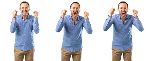 istock happy and surprised cheering expressing wow gesture 1041830080
