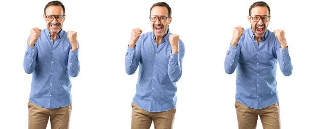 istock happy and excited expressing winning gesture. Successful and celebrating victory, triumphant 1041830280