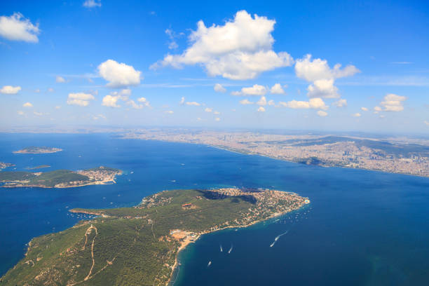 istock Prince islands from sky (Buyukada and heybeliada respectively ) from sky in Istanbul, Turkey 1041830514