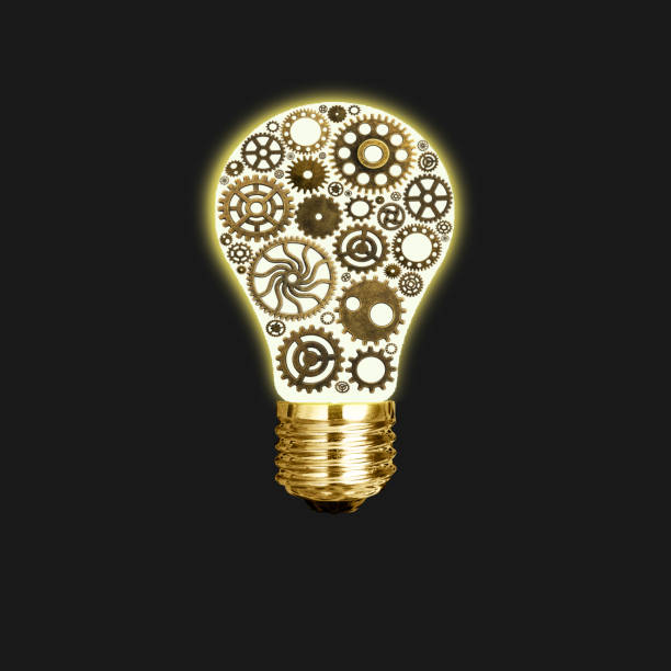 istock Innovation with ideas and concepts featuring a light bulb cogs working Business isolated 1041832160