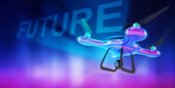 istock futuristic drone illustration holographic future text on the sky 3d rendering 1041840160