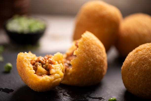 istock Delicious rice ball on black table 1041842228