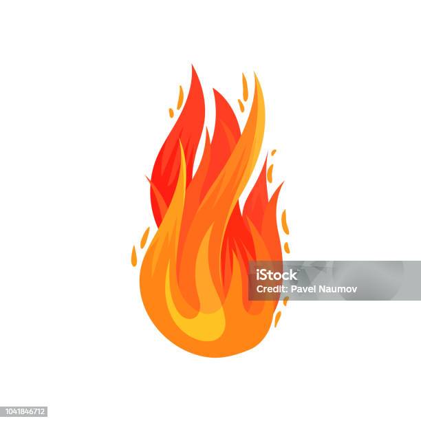 Cartoon Icon Of Bright Redorange Fire In Flat Style Hot Blazing Flame Flat Vector Element For Advertising Poster Banner Flyer Stock Illustration - Download Image Now