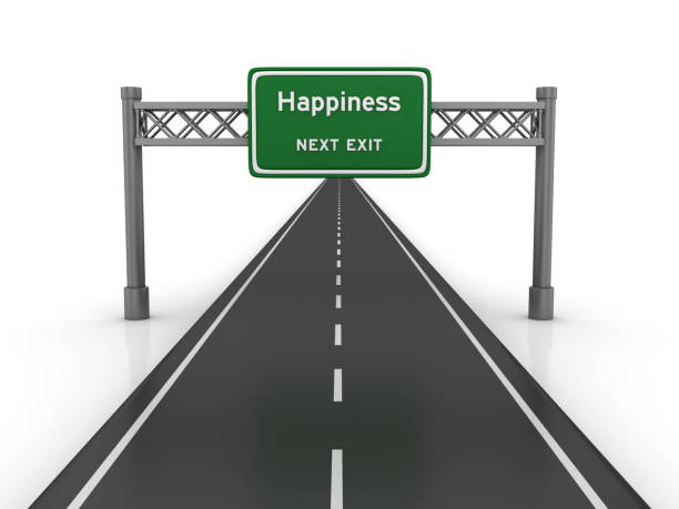 istock Road with Happiness Highway Sign - 3D Rendering 1041853232