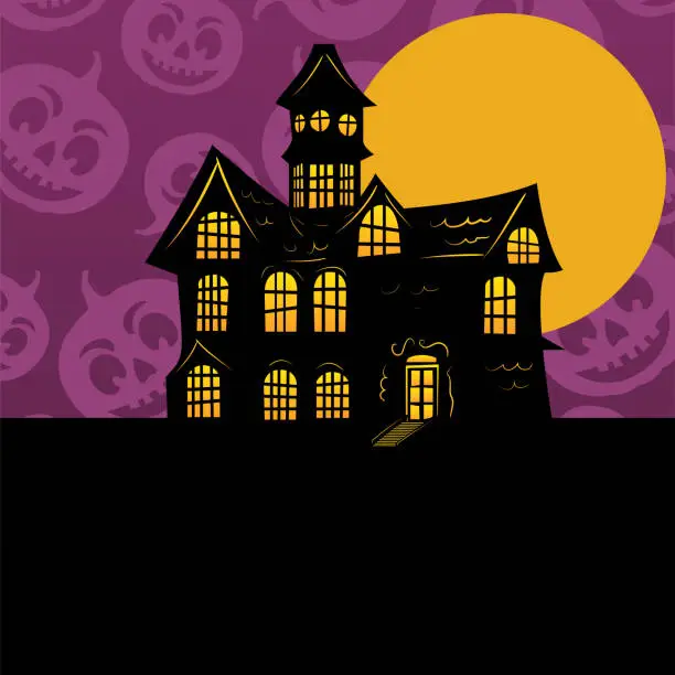 Vector illustration of Fun Halloween Background With Jack O' Lantern